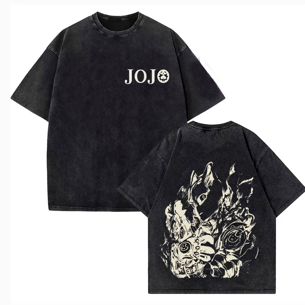 Jojo Anime Merchandise - T-shirt vintage délavé pour hommes, JoJo