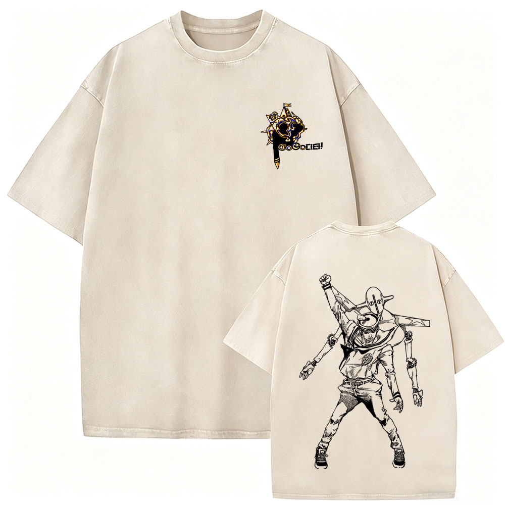 Jojo Anime Merchandise - T-shirt Vintage Lavé Anime Jojo Bizarre